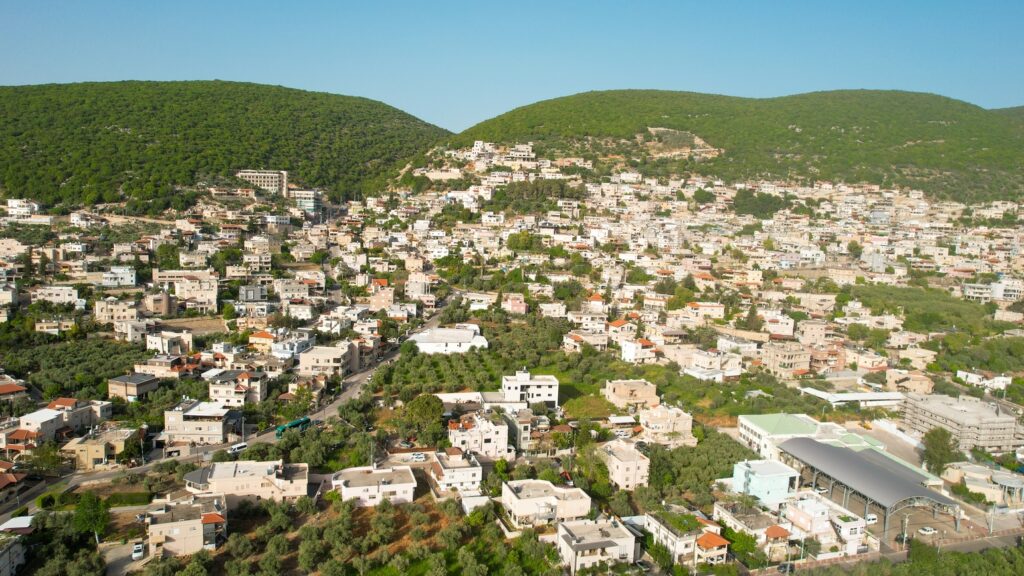 aerial view of the village of Pekiin Israel