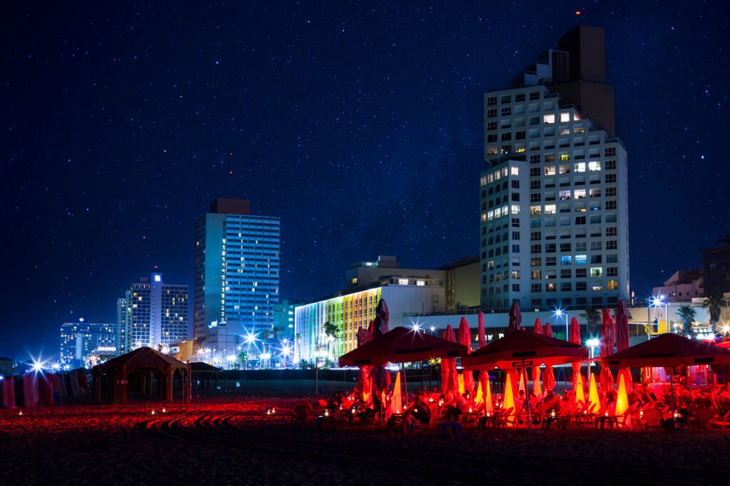 tel aviv beach at night