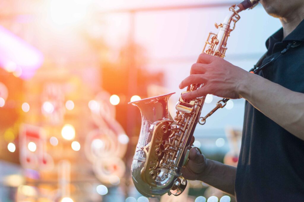 a saxophone player at the tel aviv jazz festival