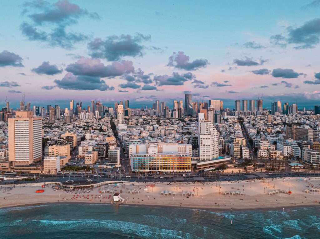 Cityscape panorama of Tel Aviv, at sunset