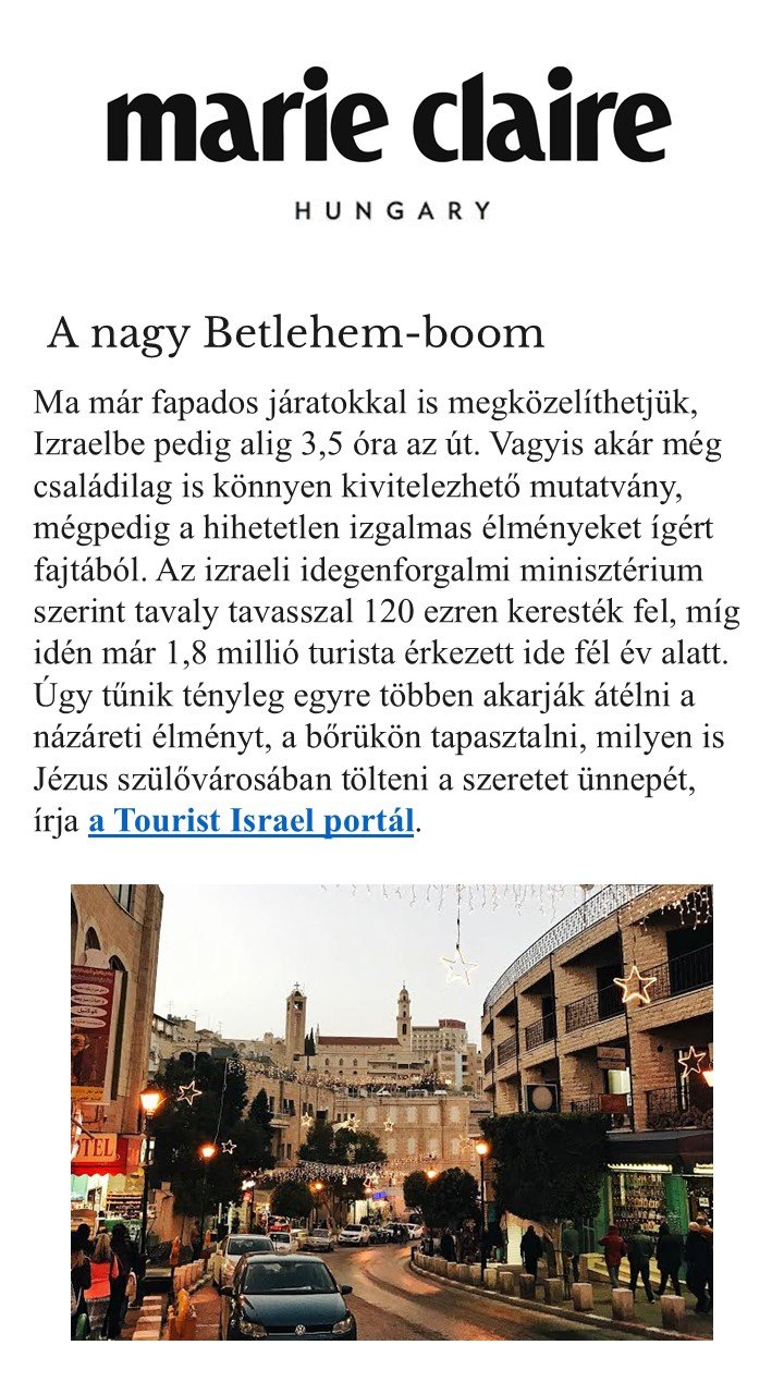 Marie Claire Hungary Tourist Israel
